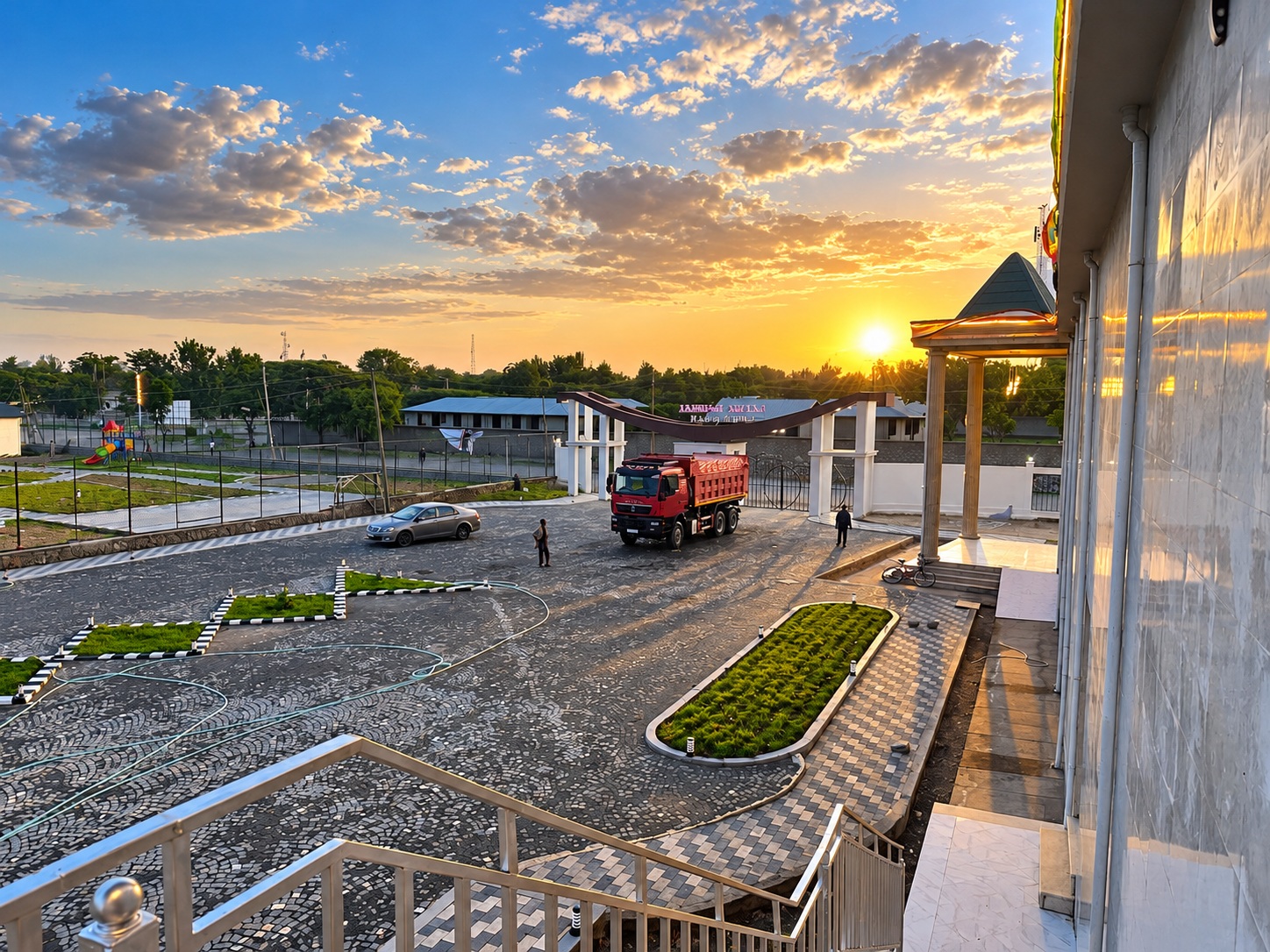 Completed courtyard and building compound